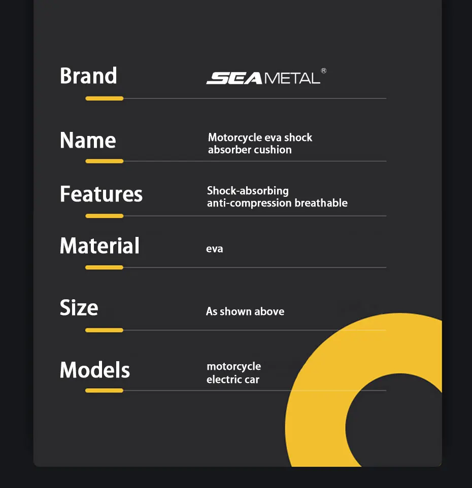 SEAMETAL-funda de asiento de motocicleta, cojín de espuma EVA negro, suave y cómodo, Universal, para bicicleta eléctrica