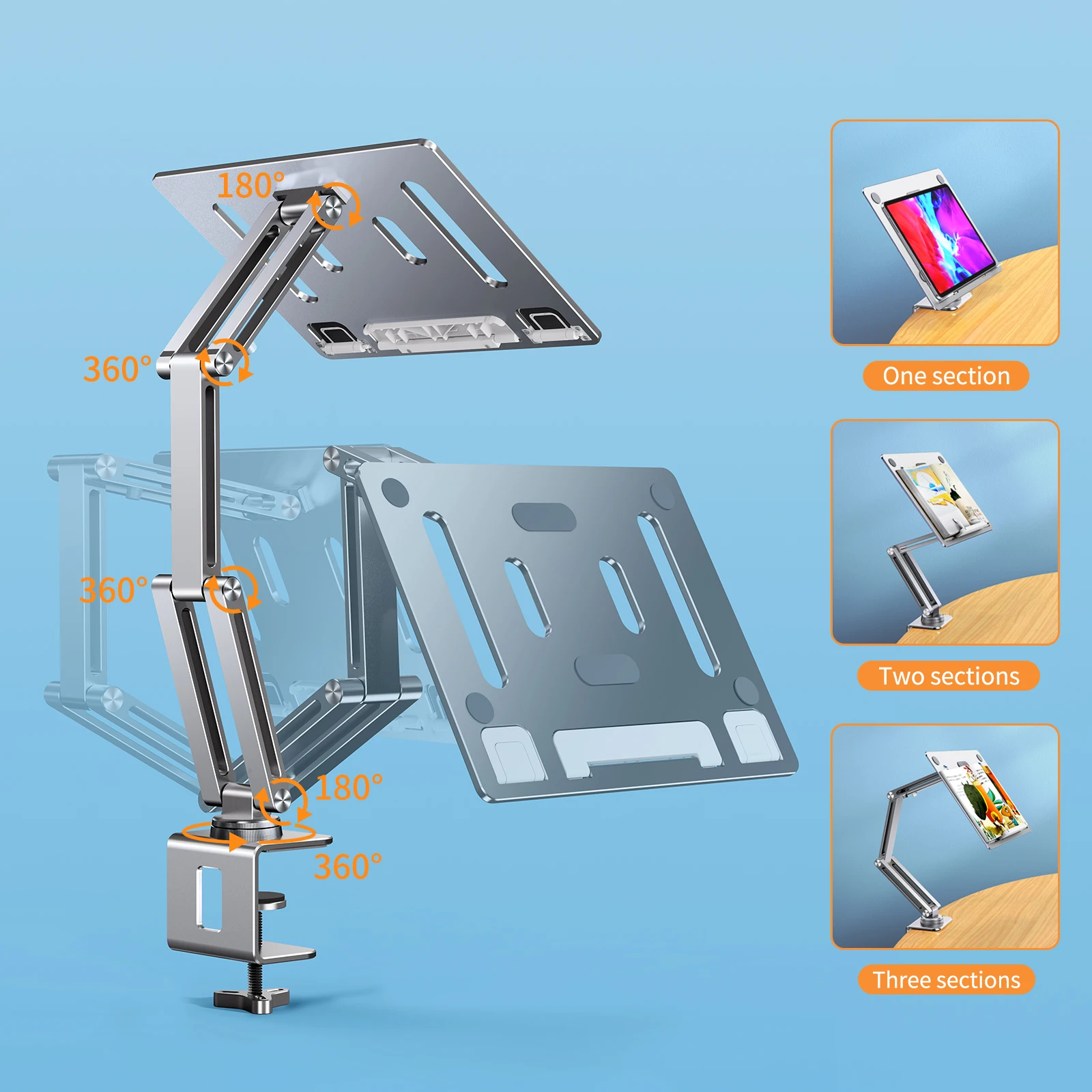 Soporte giratorio para ordenador portátil, abrazadera para tableta, soporte para libros, escritorio ajustable, cama, estante de almacenamiento multifuncional