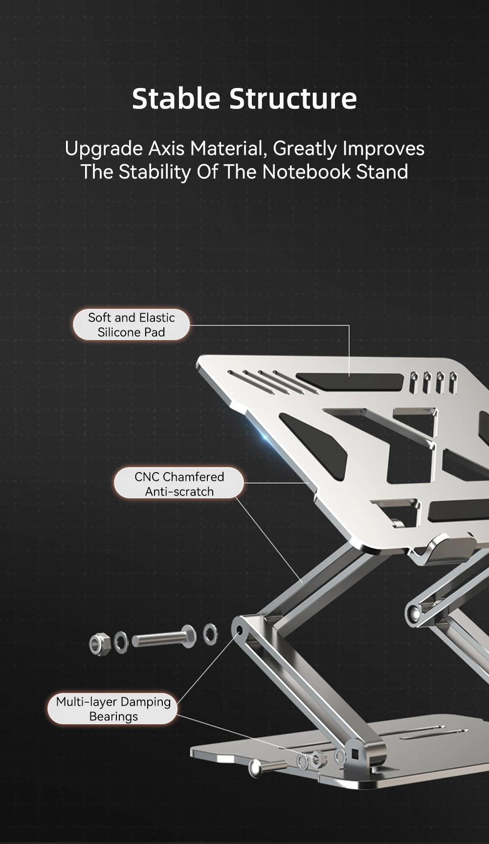 Soporte de escritorio ergonómico ajustable para notebook