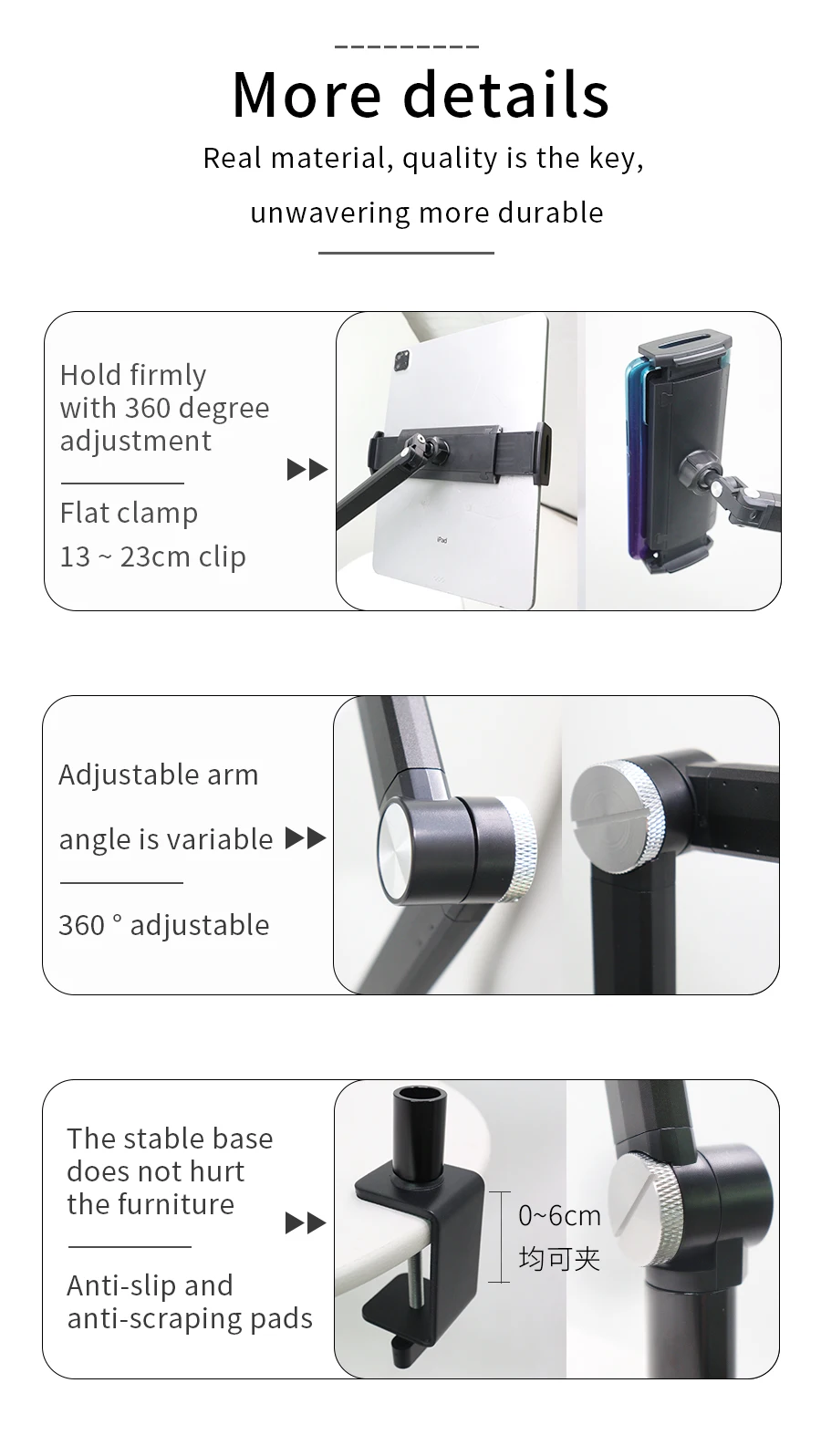 Soporte para tableta portátil, ajustable, máximo 16 pulgadas