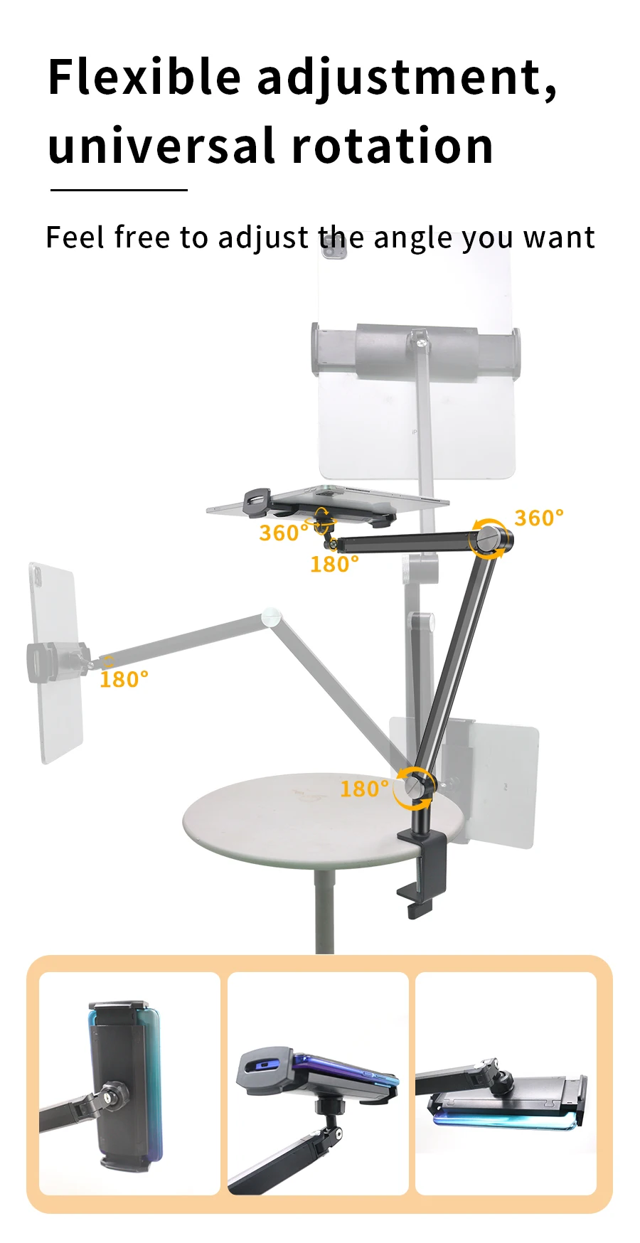 Soporte para tableta portátil, ajustable, máximo 16 pulgadas